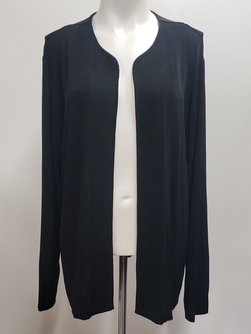 Chicos Travelers Open Cardigan Women's Size XL Black Casual Effortless Versatile
